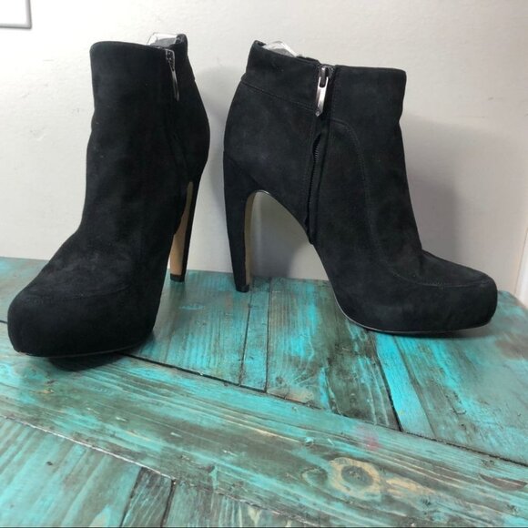 Sam Edelman Black Leather Heeled Ankle Boots Size 8 - Picture 2 of 13